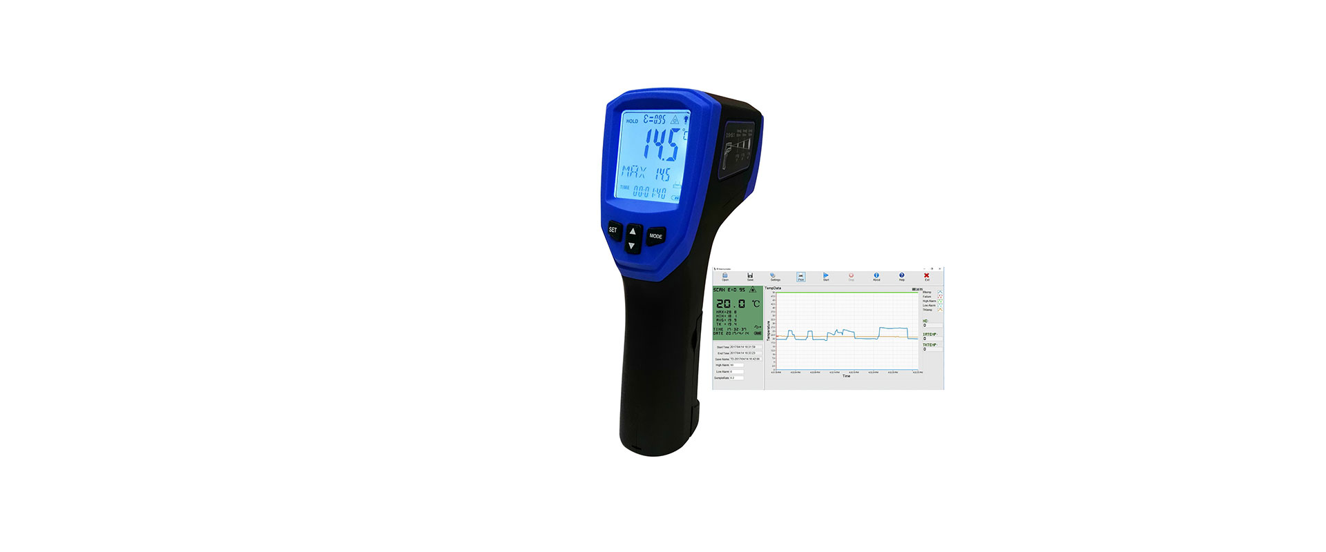 Introducing the professional digital high temperature infrared and thermocouple thermometer data logger